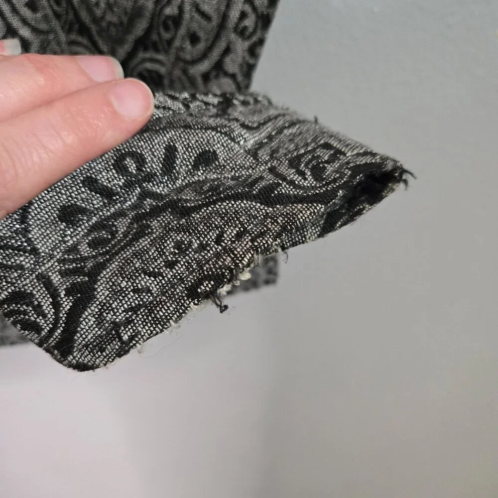 Vintage  L Tapestry Maximalist Art to‎ Wear Beaded Black Silver Shirt Jacket